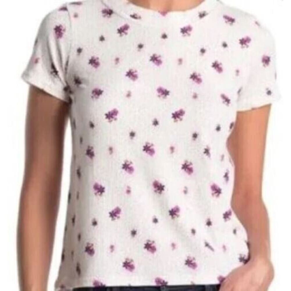 Cotton Emporium Women's Printed Short Sleeve Crew Neck In Lavender Floral XS $30